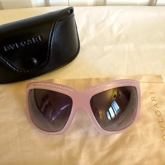 BVLGARI 851-B 791/11 Pink Swarovski Crystals Sunglasses EUC - Picture 4 of 8